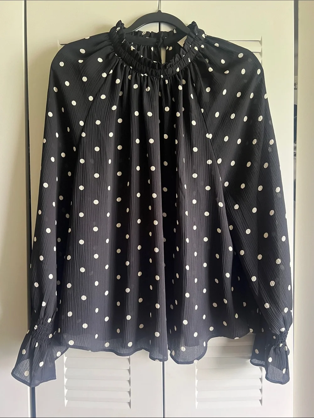 LOFT Black Blouse with White Polka Dots - Size XL - New with tags - Picture 1 of 8